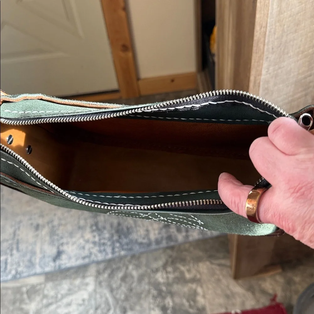 Green Suede Shoulder Bag - Picture 5 of 7